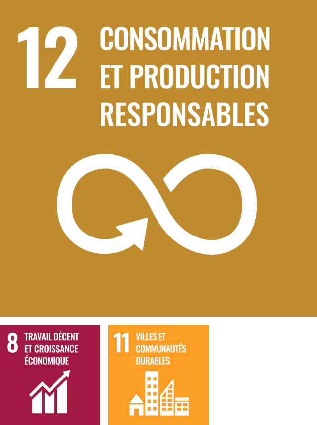 Logos numéro 12, 8 et 11 des objectifs de développement durable  