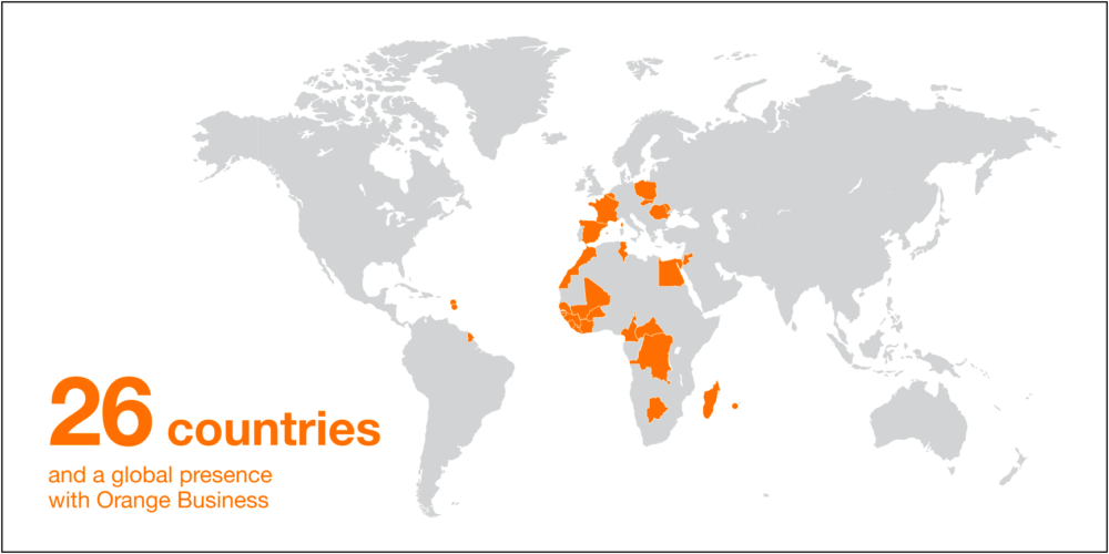  A world map shows that Orange Business is present in 26 countries.   

